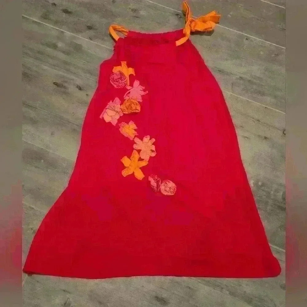 Handmade Floral T-shirt Dress With Fabric Flowers